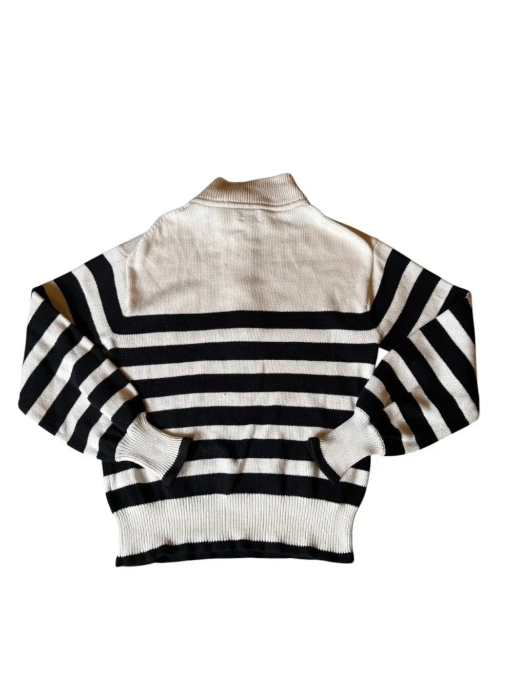 J.Crew Cream & Black Striped Quarter-Zip Sweater | Size XS - Picture 3 of 8